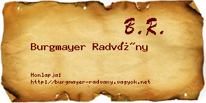 Burgmayer Radvány névjegykártya